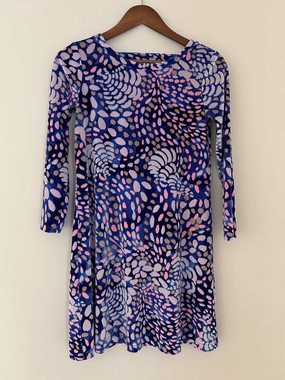 Lilly Pulitzer Olive Beckon Blue Sparkling Grotto Blue Pink Velvet Velour Dress